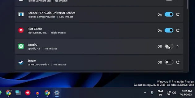 turn spotify app toogle off